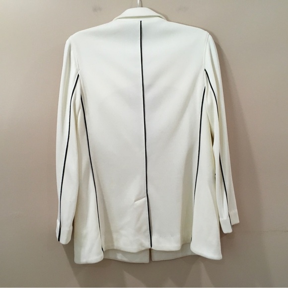 Rag&bone Sandrine Knit Blazer Womens 10 Ivory Off White Black Piping Classic New - Picture 4 of 10